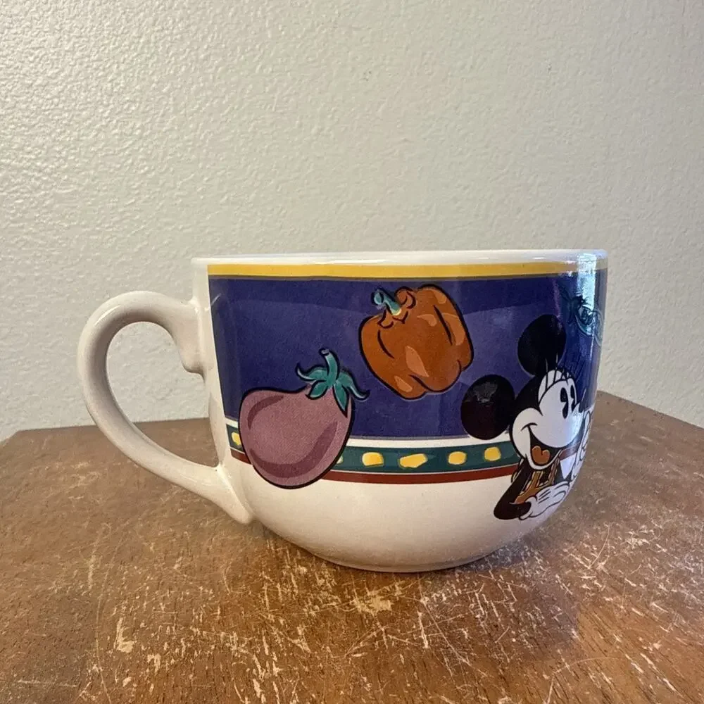 DISNEY Large Latte‎ Cup & Saucer Minnie Mouse Vegetable Soup Coffee Mug